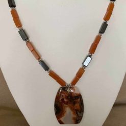 Orange mushroom jasper with druzy.